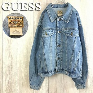 ★状態良好!!★USA直輸入★【GUESS JEANS ゲス】デニムジャケット Gジャン[レディース L]ネイビー リバイバル 80年代 ビンテージ K2-150