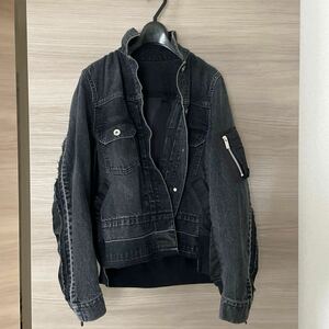 【美品】sacai Denim x Nylon Twill Jacket MA-1　サイズ1 ブラック