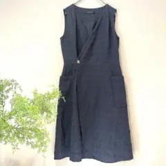 【クイーンズコート】カシュクール♡ジャンパースカート／ロングジレ羽織り／薄手紺