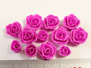 ◆樹脂粘土◆薔薇◆ヴィヴィッドピンク◆ピンクタイガーアイに合います◆ハンドメイド