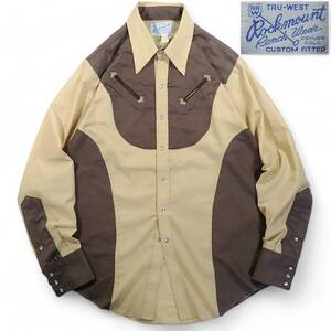 3891/美品 Rockmount Ranch Wear 70sビンテージ長袖 ウエスタンシャツ●GRIPPER SCOVILLスナップボタンロックマウント ロカビリー 古着