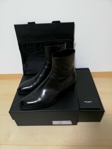 ☆希少&送料無料☆SAINT LAURENT サイドジップヒールブーツ 41.5サイズ エディ期 4cmヒール 新品同様(使用回数1度) サンローラン 付属品有