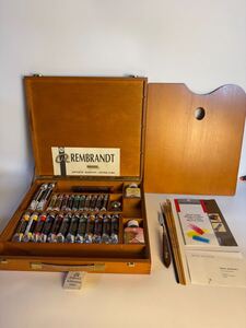 貴重 美品 レンブラント 油絵の具 セット ラグジュアリーボックス REMBRANDT 絵の具 油彩 パレット オイル パレット 油絵の具 絵具 木箱