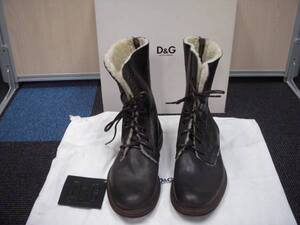 伊製◆Ｄ＆Ｇ◆ムートンハイカットレザーブーツ　　39