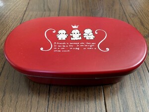 キューピー　弁当箱　仕切付　横18cm 縦9.8cm 高さ5cm　エンジ　ランチ　昼食　遠足　ピクニック　昭和　レトロ　送料無料