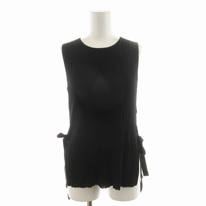 マウジー MOUSSY SIDE OPEN KNIT TANK ベスト リブニット ノースリーブ リボン F 黒 ブラック 010AAM70-5040 /NQ ■MA レディース