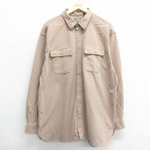 XL/古着 エルエルビーン LLBEAN 長袖 ヘビー フランネル シャツ メンズ 90s 大きいサイズ コットン ベージュ カーキ 24feb02 中古 トッ 2OF