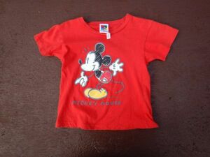 T-shits Tシャツ AZno.70 TOKYO DISNEYLAND 赤100　MICKY MOUSE ミッキーマウス 上着 古着　used ティーシャツ　