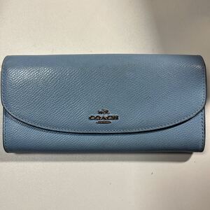 COACH 二つ折り長財布　 レザー　ブルー系　 ロングウォレット コーチ　二つ折り　 長財布　レディース　ブランド