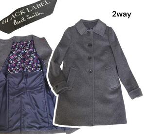 Paul Smith BLACK LABEL 2way ウールコート ノーカラー