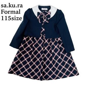 sakura　フォーマル　ジャケット　ワンピース　セレモニー　卒服　卒園式　入学式　ネイビー　リボン