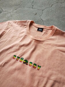【ラスタロゴプリント】STUSSY Tシャツ size-L ステューシー スカル ボブ エイトボール クラウン 半袖 BAPE SUPREME GDEH VINTAGE 90s 80s