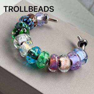 【未使用品】トロールビーズ TROLLBEADS trollbeads シルバーバングル＋スペーサー2点＋ビーズ13点セット 刻印‐925SLAA