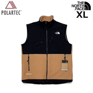 1円～!売切!【正規新品】THE NORTH FACE◆DENALI VEST ベスト フリース US限定 ポーラテック 厚手 男女兼用 キャンプ(XL)茶 黒 181024-B-70