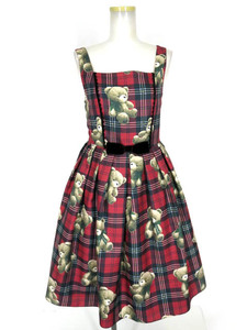 Emily Temple cute / Teddy Bear Tartan ノースリーブワンピース / エミリーテンプルキュート [B65275]