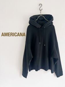 定価18700円 AMERICANA ハードシルケットAラインフードパーカー ブラック アメリカーナ ドゥーズィエムクラス