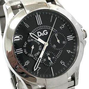 D&G ドルチェ＆ガッバーナ ドルガバ 腕時計 DW0537BK クオーツ アナログ ラウンド シルバー ブラック 新品電池交換済み 動作確認済み