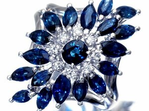 1円～【ジュエリー極】良質濃厚ブルー煌く！良質天然ブルーサファイア2.89ct＆ダイヤモンド0.10ct 高級Pt900リング k8632kr【送料無料】