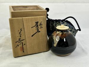 桶谷定一 茄子 茶入 京焼 共箱 仕覆 茶道具 茶器