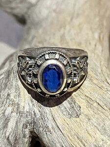 シルバー925 インディアンジュエリー ナバホ ホピ 天然石 カレッジリング 指輪
