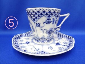 A01634★【未使用 保管品】ROYAL COPENHAGEN ロイヤルコペンハーゲン ブルーフルーテッド ダブルレース 顔付き コーヒーカップ ⑤ / 洋食器