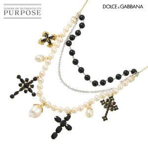 ドルチェ&ガッパーナ DOLCE&GABBANA FAMILY 淡水真珠 サファイヤ ジェイド ネックレス 44cm K18 YG WG 750 Necklace 90238092