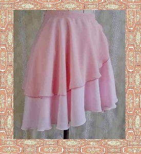 ◇◆巻きスカート　ダブルフレア　たっぷりフレア　ピンク＆ドットピンク　新品　◆◇