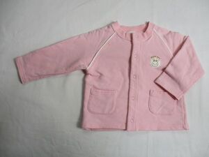 BF510【Milchi mini・】ストレッチ　プリント　長袖　ジャケット　女児　淡赤　90