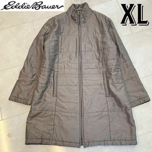 エディーバウアー　EDDIEBAUER レディース　ロング ダウンジャケット　アウター・上着　ベージュ×カーキ　XL・LL　大きいサイズ　防寒