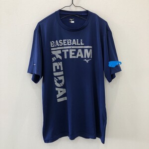 EI2252 実物 ミズノ 慶応義塾 野球 Tシャツ 半袖 プラシャツ ブルー O