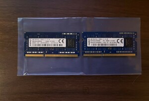 ②【送料無料】低電圧対応 (1.35 V) Kingston 4GBx2枚 PC3L-12800（DDR3-1600) SO-DIMM ノートパソコン用メモリ 正常動作品【即決】