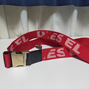 DIESEL ディーゼル ナイロンベルト ロゴ B-BELT X05386 85/34 レッド（赤）