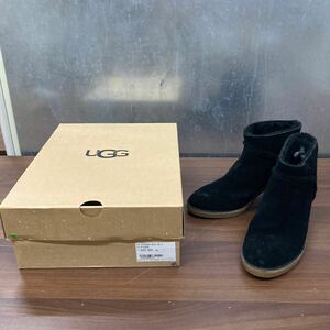 アグ UGG ケーセン KASEN ショートブーツ チャンキーヒール ハイヒール 裏ボア スエード US6.5 23.5cm ブラック 黒 /レディース　箱付