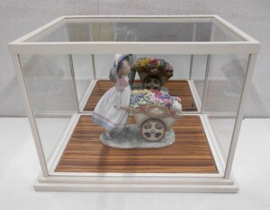 Lladro リアドロ 花籠の少女 専用ガラスケース付 置物 陶器人形 アンティーク 現状品 【セ454】