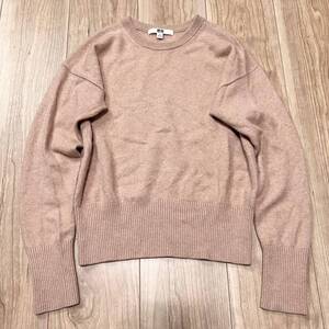 ★送料360円★カシミア100% UNIQLO ユニクロ カシミヤ ニット セーター 長袖 サイズS 薄ピンク系 クルーネック レディース R-5402