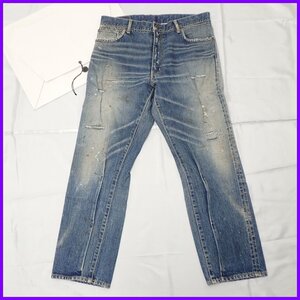 ★visvim/ビズビム SS JOURNEYMAN PANTS TACKED DMGD-27 デニムパンツ/ジーンズ 3/メンズM相当/ライトインディゴ/紙袋付き&1248701797