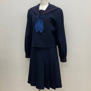 US776-1 (中古) 福島県 須賀川市立 第二中学校 3点セット /指定品/170A/W66/セーラー/スカート/リボン/ELLE/冬服/制服/女子学生服/卒業生品