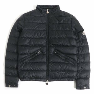 極美品 MONCLER モンクレール AGAY GIUBBOTTO WZIP ロゴワッペン ライト ダウンジャケット パフィージャケット ブラック 0 正規品 メンズ