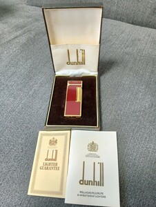 着火確認済 dunhill ダンヒル ガスライター 赤 ゴールド レッド 喫煙具 ローラー ライター 箱 説明書 メンズ レディース たばこ 1円〜