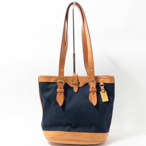 【1円スタート】DOONEY＆BOURKE ドゥーニーアンドバーク ショルダートートバッグ ネイビー ベージュ レザー 本革 キャンバス USA製 bag 鞄