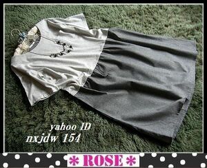 ◆Rose◇2～3L 大人シンプル・Tシャツ×ダンガリースカート♪1枚で簡単・ドッキングワンピース/グレー