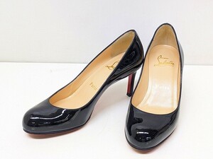 S276-N29-4655 Christian Louboutin クリスチャン ルブタン エナメル パンプス ブラック×レッド レディース サイズ34 現状品2