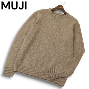 【新品 未使用】 MUJI 無印良品 秋冬★ メリノウール ミドルゲージ クルーネック ニット セーター Sz.L　メンズ　A4T11870_B#K