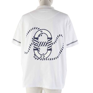 未使用品◎HERMES エルメス 23SS 3E4621DL カルトゥッシュ コットン モックネック 半袖Ｔシャツ ホワイト 36 仏製 正規品 レディース