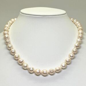 1円〜!!▲本真珠ネックレス▲D 約46.7g 約45.0cm 約9.0-9.5mm珠 pearl necklace jewelry パール DA0/DA0 121