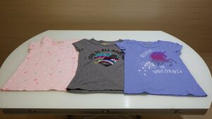 E633-1240000 VIGOSS キッズ Tシャツ 3枚 ピンク グレー ブルー US/10/12 JP/130-140 ハート 星 ユニコーン かわいい 女の子 半袖