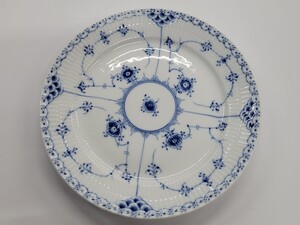 ROYAL COPENHAGEN ブルーフルーテッド ハーフレース 丸型プレート 約25cm ロイヤルコペンハーゲン 皿