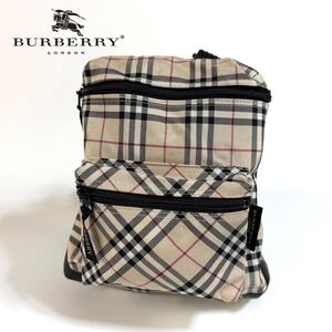 【美品】BURBERRY バーバリー ナイロン ミニ リュック バックパック ノバチェック キャメル ブラック 三陽商会 希少品