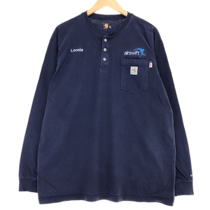 古着 カーハート Carhartt FRシリーズ ヘンリーネック 無地ポケットロングTシャツ ロンT メンズXL /eaa464083