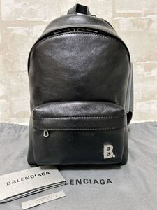 美品！BALENCIAGA バレンシアガ バックパック ミニリュック 580026 ブラック Bロゴ レザー レディース SOFT BACKPACK XXS